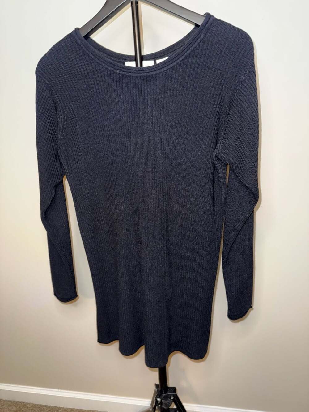 Cristina Ribbed  Sweater Tunic or Dress Size M Black